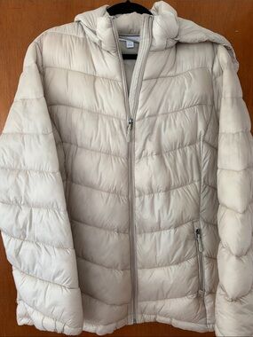 Charter Club Light Cream Hooded Quilted Puffer Jacket